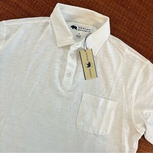 NEW NWT Onward Reserve Men’s White Sun-washed Slub Cotton Polo Size Medium